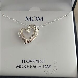 Elegant Silver Heart Necklace for Mom